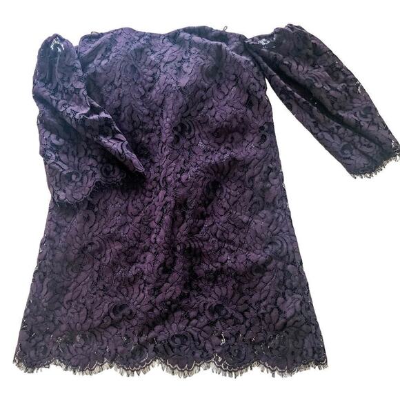 Cupcakes & Cashmere Purple Lace Off Shoulder Sleeveless Dress Size 2 - Picture 2 of 8